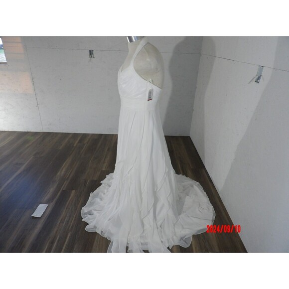 A Lina Halter Wedding Dress David’s Bridal Ivory Satin Wedding Dress Size 14 - Picture 5 of 12